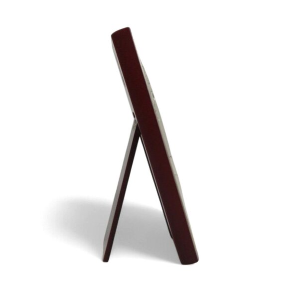 POPE Silver Metal Praying Plaque with Wooden Stand Italy Vintage 6.5in Tall - Picture 4 of 12